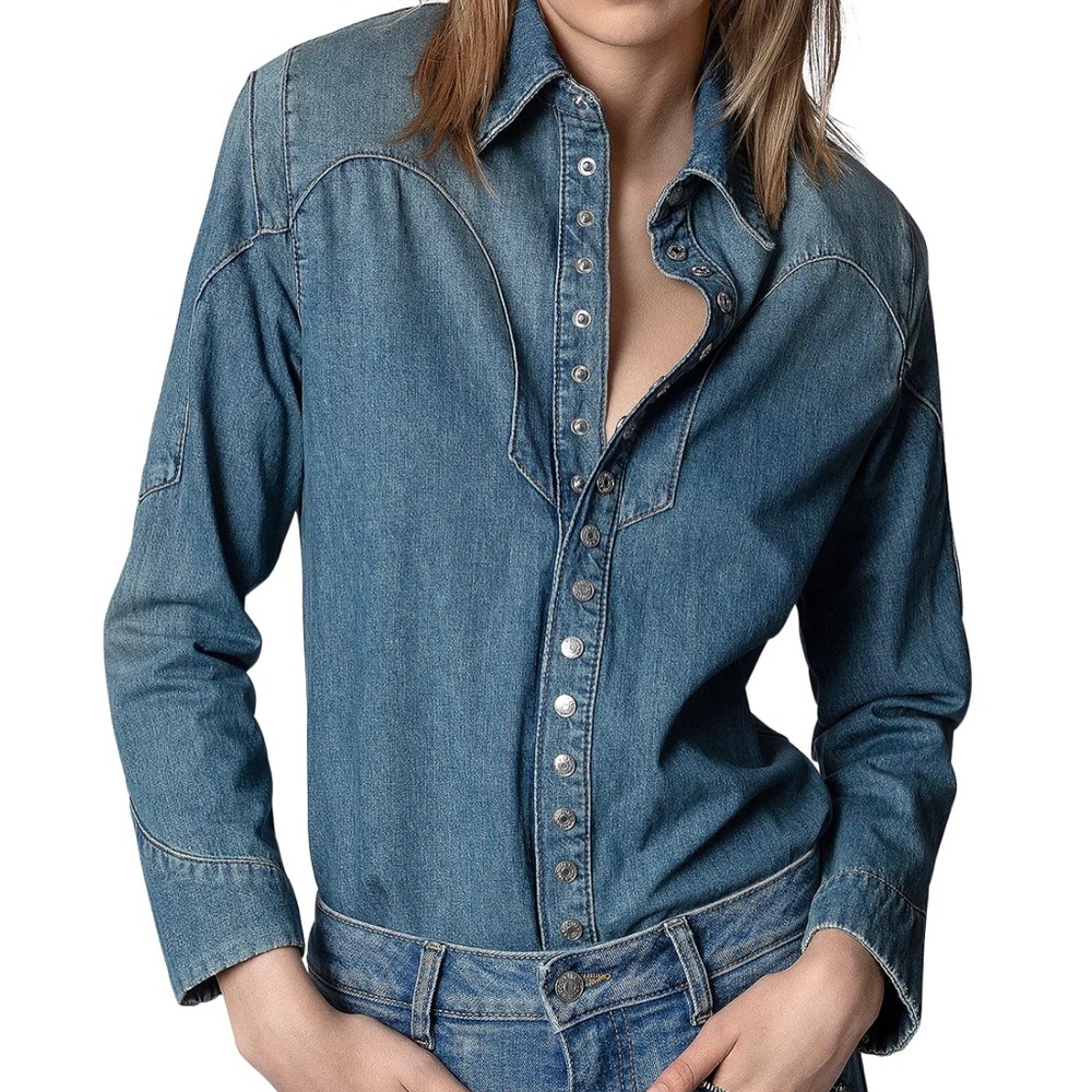 NEW- never worn- Zadig & Voltaire denim button up- long sleeve blouse